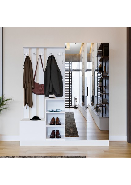 Parilla White Vestiyer Portmanto Ayakkabılık Aynalı fiyatları