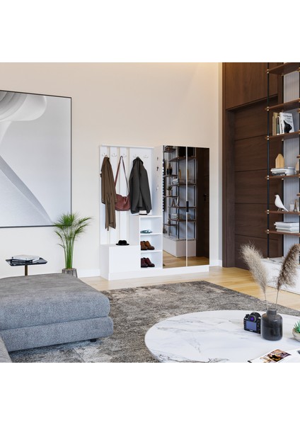 Parilla White Vestiyer Portmanto Ayakkabılık Aynalı modelleri