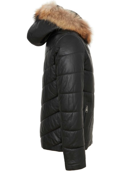 Siyah Hakiki Deri Erkek Hakiki Deri Mont - E23KDM310463-Q3H