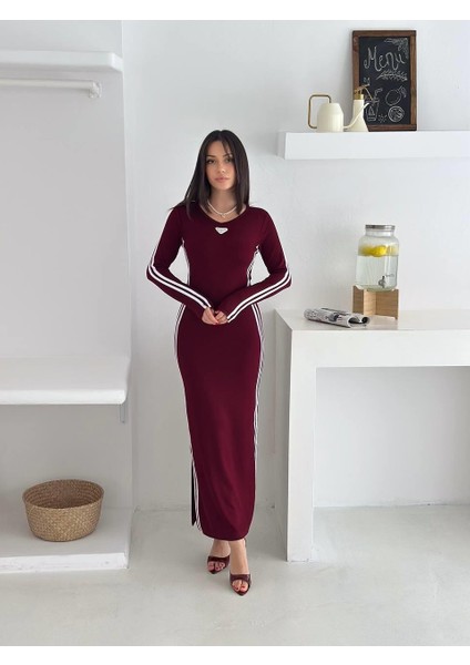 Modal Kumaş Yan Şeritli Uzun Kollu Fit Elbise fırsatları