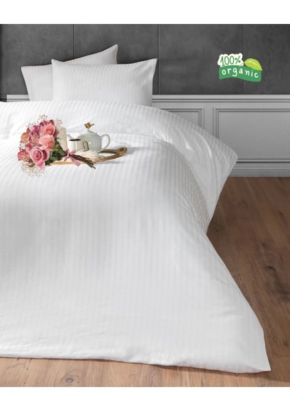 Nevresim Takım 5 Renk - Pamuk Saten Çizgili Nevresim Takım Çift Kişilik Çarşaf + 2yastık +Nevresim