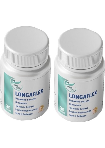 Longaflex Tip 2 Kolajen, Hyalüronik Asit, Bromelain, Bozwellia 30 tablet - 2'li fiyatları