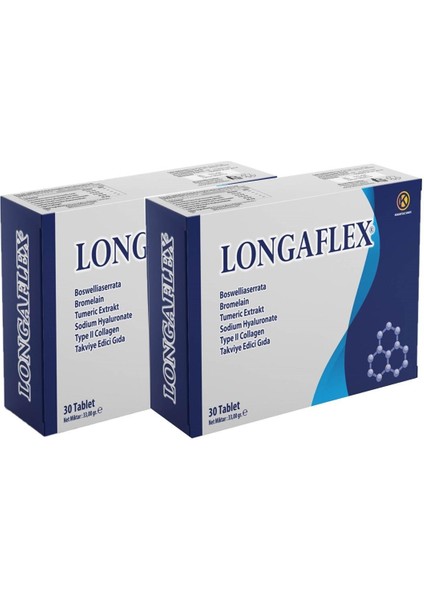 Longaflex Tip 2 Kolajen, Hyalüronik Asit, Bromelain, Bozwellia 30 tablet - 2'li modelleri