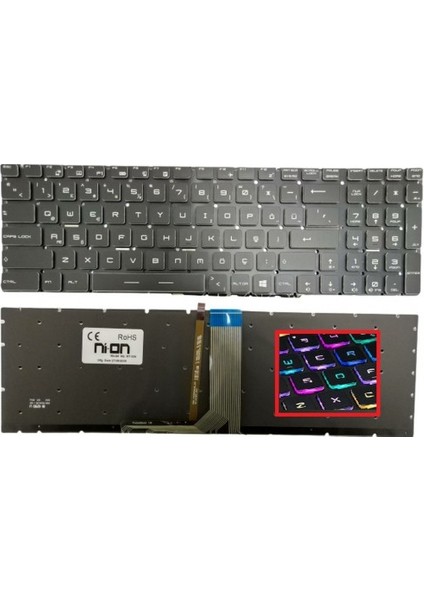 Nion Msi GF75 Thin 9SCSR-432XTR Notebook Klavye (Siyah Tr Rgb Aydınlatmalı)