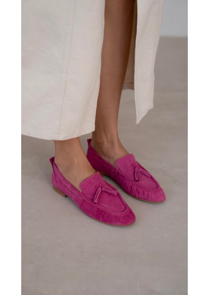 Gobert Fuşya Süet Hakiki Deri Makosen modelleri