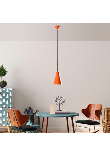 Konikkem Retro Tekli Sarkıt Avize Turuncu, Endüstriyel Metal Sıvama Tavan Lambası 6362-ORANGE fiyatları