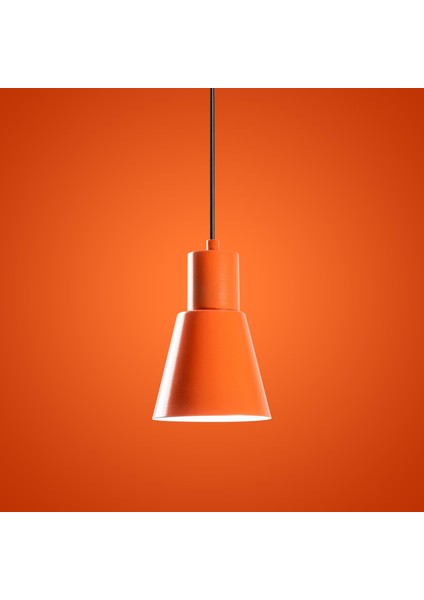 Konikkem Retro Tekli Sarkıt Avize Turuncu, Endüstriyel Metal Sıvama Tavan Lambası 6362-ORANGE