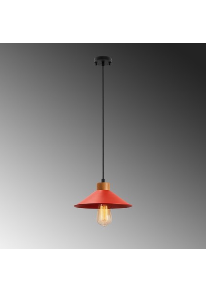 Konik Retro Tekli Sarkıt Avize Kırmızı, Modern Dekoratif Metal Sıvama Tavan Lambası KONIKSIVAMA-006 indirimleri