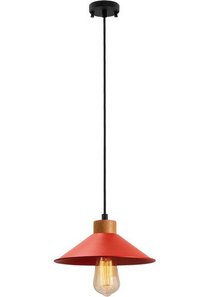 Konik Retro Tekli Sarkıt Avize Kırmızı, Modern Dekoratif Metal Sıvama Tavan Lambası KONIKSIVAMA-006