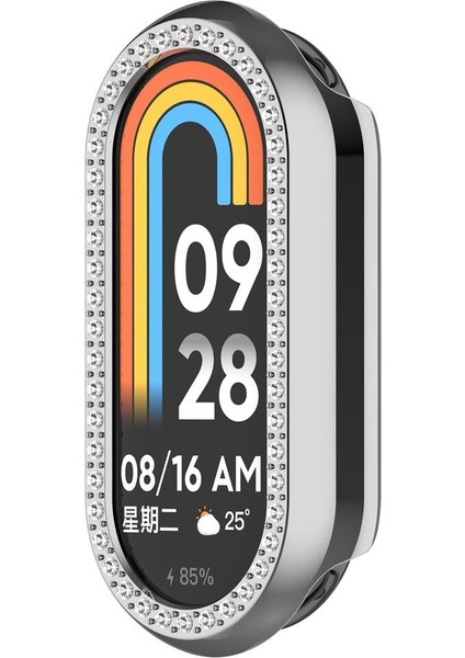 Xiaomi Mi Band 8 / 9 Uyumlu Taşlı Şık Metal Kasa Koruyucu – Işıltılı Tam Koruma Çerçeve