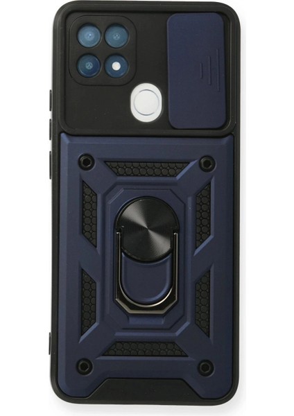 Oppo A15 Kılıf Pars Lens Yüzüklü Silikon - Lacivert