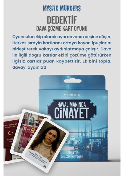 Dedektif Dava Çözme Kart Oyunu Havalimanında Cinayet 38 Kart