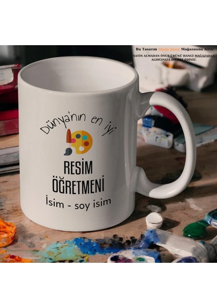 Dünyanın En Iyi Resim Öğretmeni Kişiye Özel Isimli Kupa Bardak