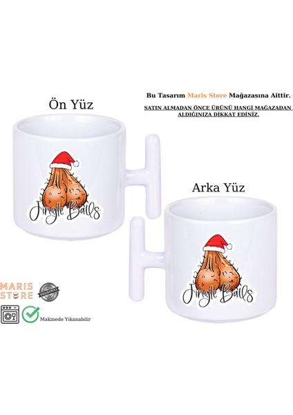 Yılbaşı Yeni Yıl Jingle Balls Kişiye Özel Hediyelik Eğlenceli T Kulplu Bardak (1 Adet )