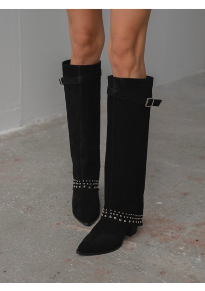 Codin Siyah Süet Troklu Hakiki Deri Kadın Çizme fırsatları