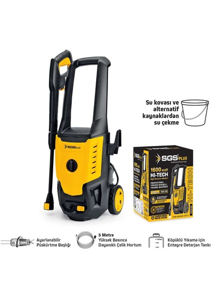 SGS5402 Elektrikli 130 Bar Yüksek Basınçlı Yıkama Makinesi 1600 Watt