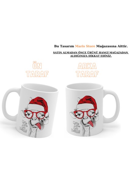 Zürafa Yılbaşı Yeni Yıl Konseptli Baskılı Hd Kalite Yıkanabilir Kupa Bardak