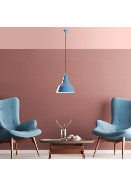 Retro Tekli Sarkıt Avize Mavi, Modern Dekoratif Metal Sıvama Tavan Aydınlatma SAGLAM-3728-LIGHTBLUE