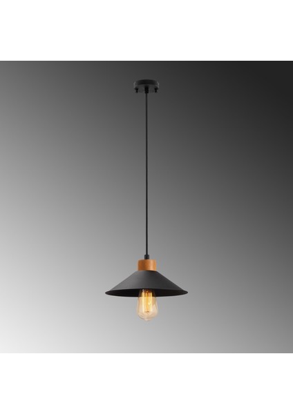 Konik Retro Tekli Sarkıt Avize Siyah, Modern Dekoratif Metal Sıvama Tavan Lambası KONIKSIVAMA-007 fırsatları