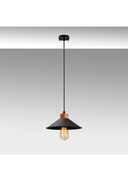 Konik Retro Tekli Sarkıt Avize Siyah, Modern Dekoratif Metal Sıvama Tavan Lambası KONIKSIVAMA-007 indirimleri