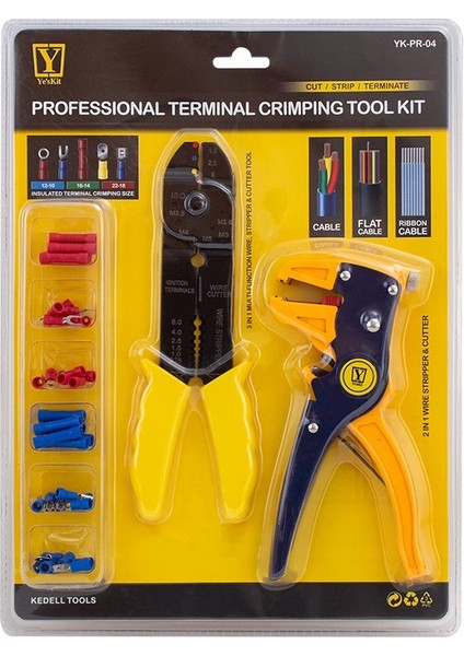 Powermaster YesKit YK-PR-04 Terminal Sıkma Pensesi+Kablo Sıyırma Pensesi+Uç Seti fiyatları