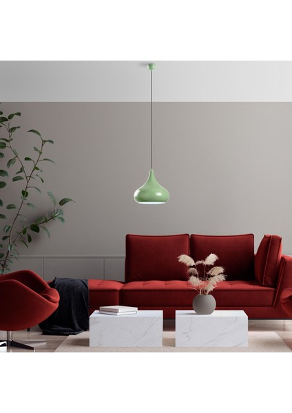 Retro Tekli Sarkıt Avize Yeşil, Modern Dekoratif Metal Sıvama Tavan Aydınlatma SAGLAM-3774-MINTGREEN