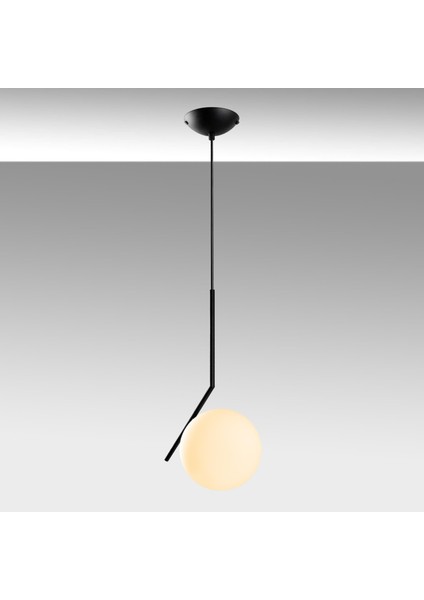 Luminar Modern Tasarım Tekli Glop Cam Sarkıt Avize Siyah, Dekoratif Lamba LUMINAR-14110