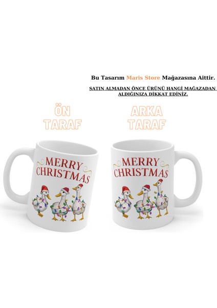 Yılbaşı Yeni Yıl Merry Cristmas Yazılı Ördek Hediyelik Eğlenceli Kupa Bardak (1 Adet)