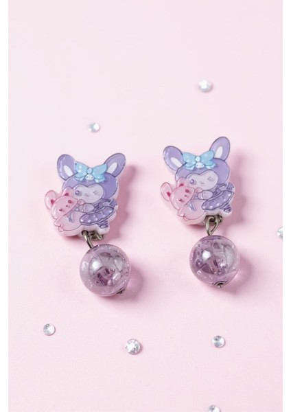 Kuromi Deliksiz Kıstırmalı Çocuk Küpe