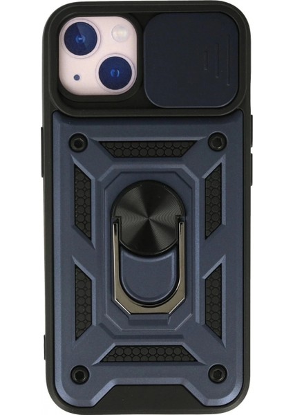 iPhone 13 Kılıf Pars Lens Yüzüklü Silikon - Lacivert