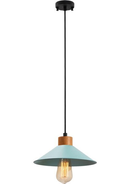Konik Retro Tekli Sarkıt Avize Turkuaz, Modern Dekoratif Metal Sıvama Tavan Lambası KONIKSIVAMA-005