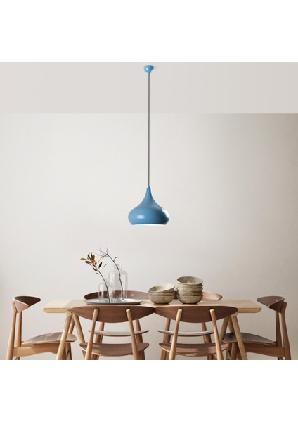 Retro Tekli Sarkıt Avize Mavi, Modern Dekoratif Metal Sıvama Tavan Aydınlatma SAGLAM-3774-LIGHTBLUE