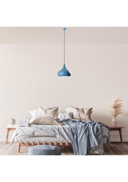 Retro Tekli Sarkıt Avize Mavi, Modern Dekoratif Metal Sıvama Tavan Aydınlatma SAGLAM-3774-LIGHTBLUE