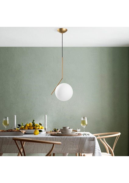 Luminar Modern Tasarım Tekli Glop Cam Sarkıt Avize Parlak Gold, Dekoratif Lamba LUMINAR-14111