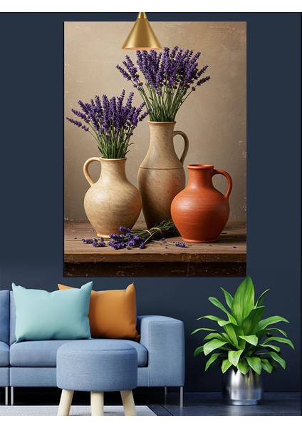 Kurutulmuş Lavanta Çiçekleri Dekoratif Kanvas - Mdf Ahşap Tablo