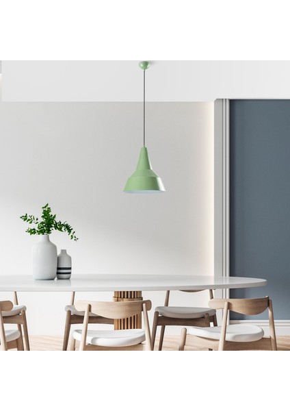 Retro Tekli Sarkıt Avize Yeşil, Modern Dekoratif Metal Sıvama Tavan Aydınlatma SAGLAM-3728-MINTGREEN