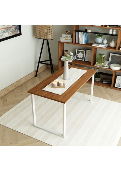 Ağaç Yemek Masası Beyaz Ayak