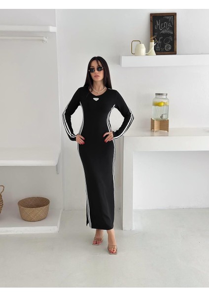 Modal Kumaş Yan Şeritli Uzun Kollu Fit Elbise fırsatları