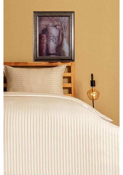 Nevresim Takım 5 Renk - Pamuk Saten Çizgili Nevresim Takım Çift Kişilik Çarşaf + 2yastık +Nevresim