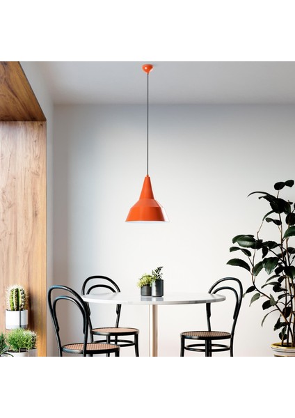 Retro Tekli Sarkıt Avize Turuncu, Modern Dekoratif Metal Sıvama Tavan Aydınlatma SAGLAM-3728-ORANGE