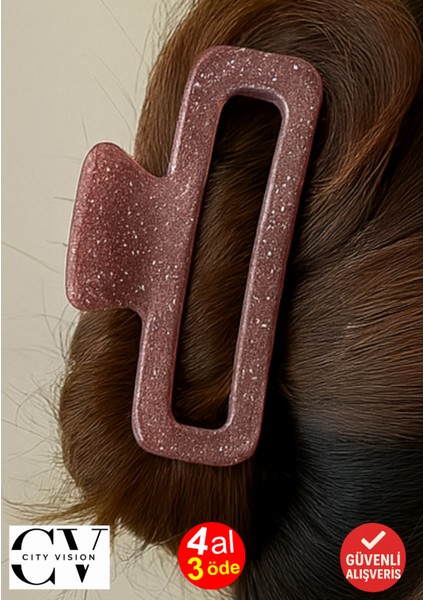 Simli Gül Kurusu Renk Oval Model Mandal Toka 11 cm - Şık ve Dayanıklı