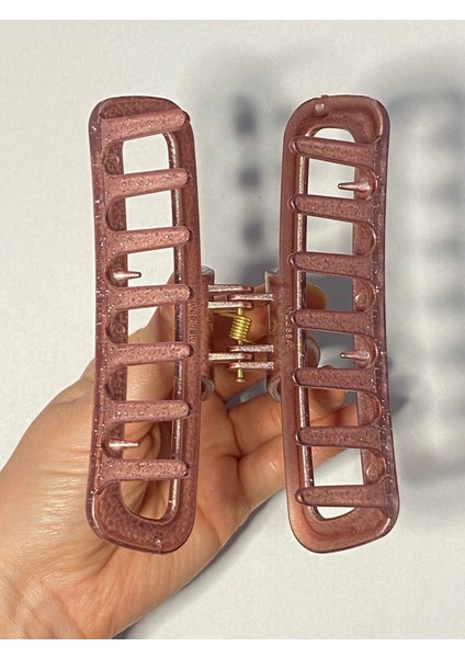 Simli Gül Kurusu Renk Oval Model Mandal Toka 11 cm - Şık ve Dayanıklı indirimleri