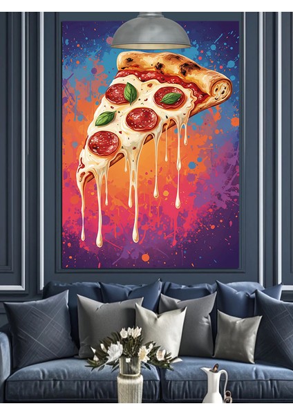 Dilim Pizza Dekoratif Kanvas - Mdf Ahşap Tablo