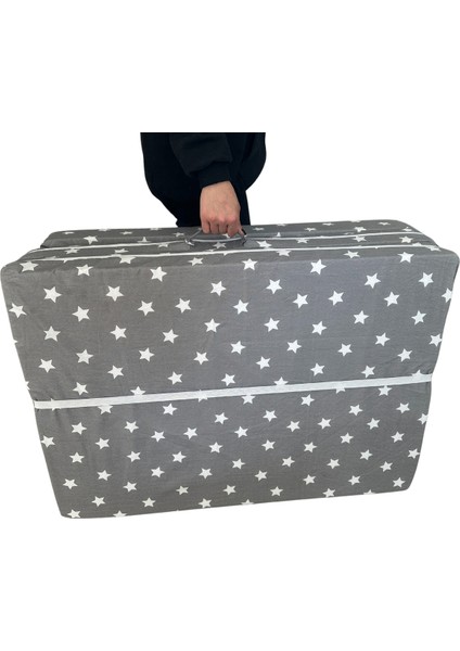 Katlanır Yer Yatağı ve Tek Kişilik Sünger Katlanır Minder Yatak 90X190X10 Cm-Büyük Gri Yıldız modelleri