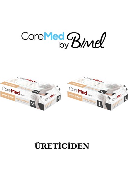 Coremed Vinil Şeffaf Muayene Eldiveni L - 1 Paket 100'LÜ modelleri