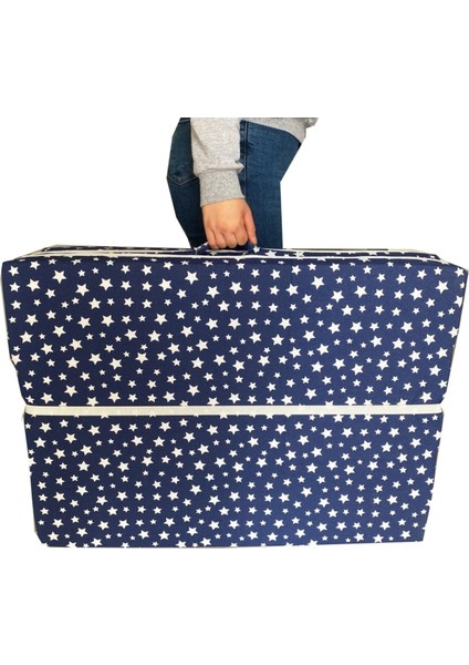 Katlanır Yer Yatağı ve Tek Kişilik Sünger Katlanır Minder Yatak 70X180 cm 6 cm Lacivert Yıldız modelleri