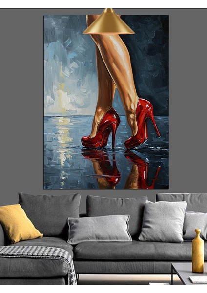 Kırmızı Yüksek Topuklu Ayakkabılar Dekoratif Kanvas - Mdf Ahşap Tablo indirimleri