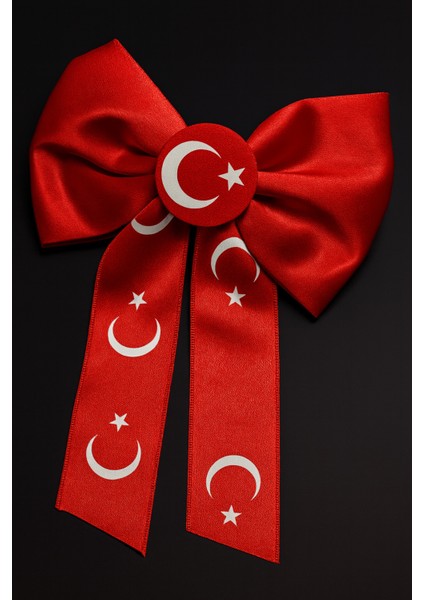 Türk Bayrak Desenli Kırmızı Saç Tokası | 23 Nisan – 19 Mayıs – 29 Ekim Özel Gün Fiyonk fiyatları