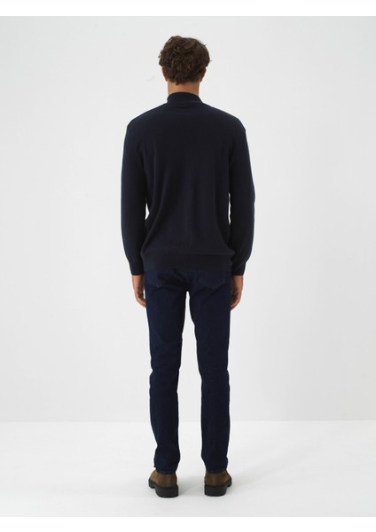 Erkek Lacivert Pamuk Dokulu Regular Fit Hırka