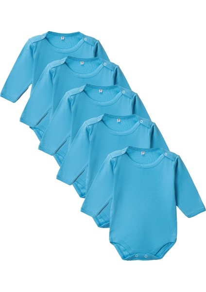 %100 Pamuklu Penye Likralı Kumaş Çıtçıtlı Uzun Kol Bebek Badi Zıbın Renkli